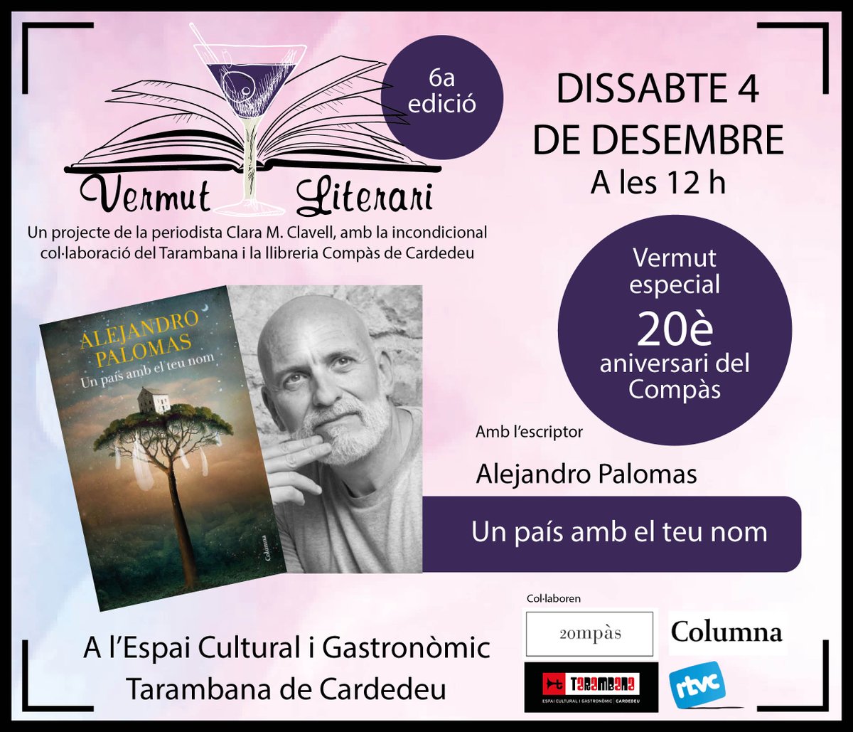Clara M. Clavell (@claramarcla) on Twitter photo Sabíeu que aquest dissabte tenim un vermut molt especial?
La @Compascardedeu fa 20 anys!!!1 I tindrem l'<a href="/Palomas_Alejand/">Alejandro Palomas</a> per celebrar-ho i parlar del seu darrer llibre. Una delícia! Sabíeu que aquest dissabte tenim un vermut molt especial?
La @Compascardedeu fa 20 anys!!!1 I tindrem l'<a href="/Palomas_Alejand/">Alejandro Palomas</a> per celebrar-ho i parlar del seu darrer llibre. Una delícia!