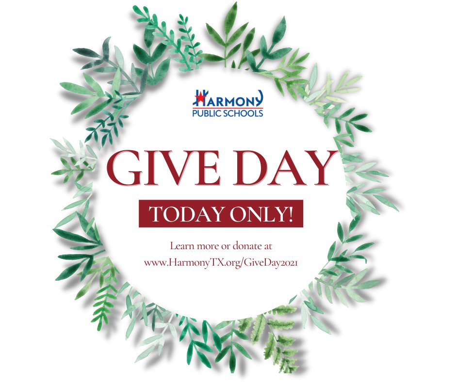 🎁 TODAY IS THE DAY! 🎁 

If you or your family are considering making a charitable gift this season, please consider donating to Harmony Gives today for GIVE DAY. Learn more or donate at HarmonyTX.org/GiveDay2021.