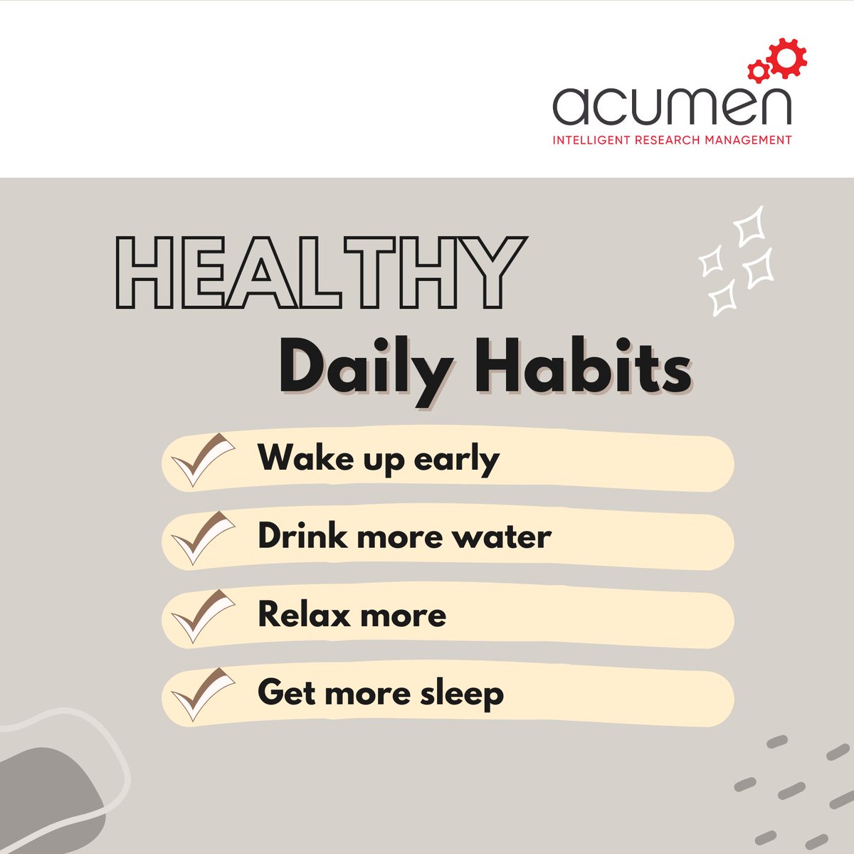 Acumen gives you tips of healthy daily habits. Do you have any other suggestions?