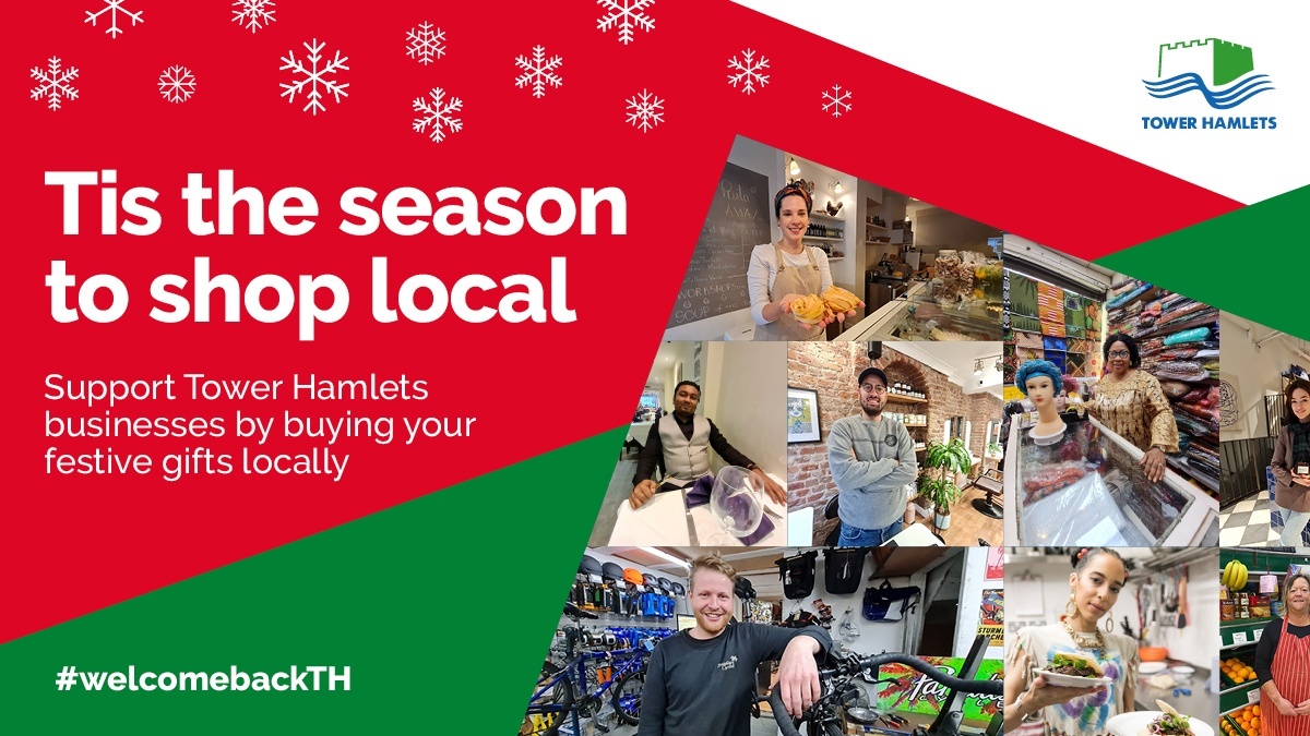 TowerHamletsNow's tweet photo. Local businesses in #TowerHamlets have been following gov guidance and using a range of measures to keep people safe while they shop. Please wear a mask when indoors or crowded places to stop the spread 😷  Shop safe, shop local this festive season #WelcomebackTH https://t.co/irY3ernxH9