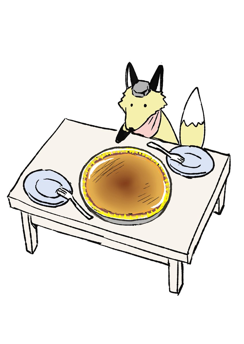 「コストコのデカケーキを一緒に食べてくれる狐 」|みつつぐ・単行本２月７日/２冊同時発売のイラスト