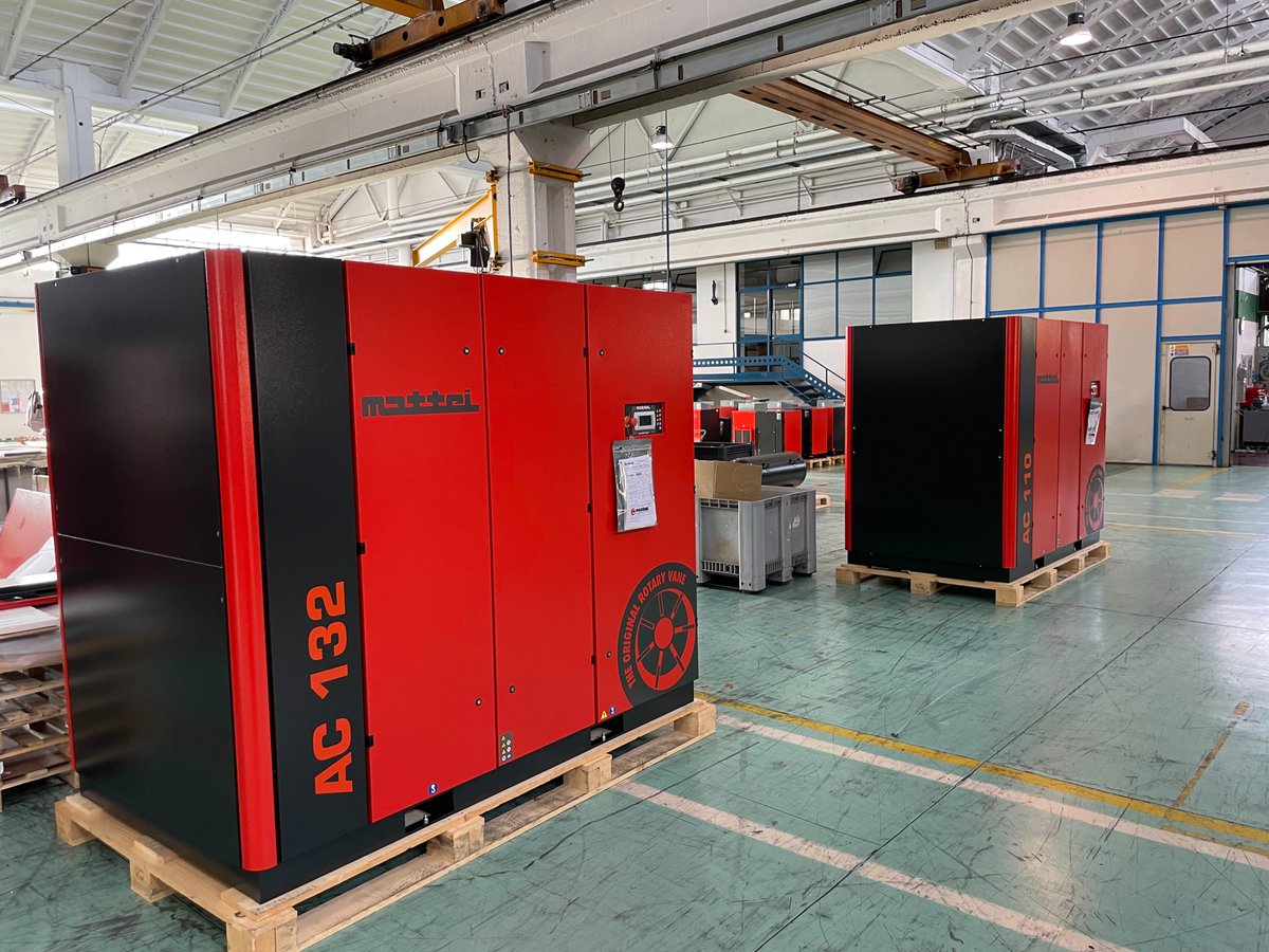 MatteiGroup's tweet photo. Still think rotary vane is a niche product? Even in the toughest of times we are successfully delivering thousands of kWs of rotary vane compressors every day.
#energy #efficiency #aircompressor #niche #madeinitaly #dontgomainstream #choosethebest #rotaryvane #matteigroup #mattei https://t.co/75DxZ9Se4d