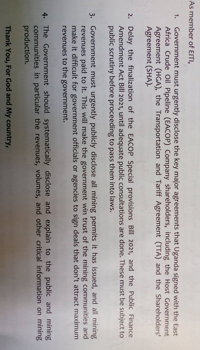 In conclusion therefore, <a href="/PWYP_Uganda/">Publish What You Pay Uganda</a>
under chairmanship of Gideon Nshambire Atukwatse recommends👇🏻 
<a href="/actionaiduganda/">ActionAid International Uganda</a> <a href="/OilInUg/">Oil In Uganda</a>  <a href="/CNOOCUgandaLtd/">CNOOC Uganda Limited</a> <a href="/TotalEnergies/">TotalEnergies</a> <a href="/UNOC_UG/">UNOC</a> <a href="/PAU_Uganda/">PAU_Uganda</a> <a href="/MEMD_Uganda/">Ministry of Energy & Mineral Development</a> #OilInUganda <a href="/Parliament_Ug/">Parliament of Uganda</a>