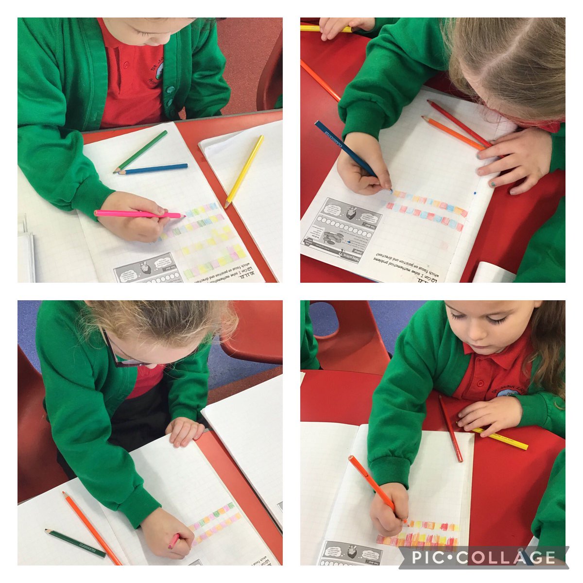 SJLCARDIFF's tweet photo. #Year2 enjoyed solving a mathematical problem focusing on repeating patterns whilst discussing the position of each colour within the pattern. #Creative #AmbitiousCapableLearners #Article28 #MathsProblemSolving https://t.co/2cNJDjWUlW
