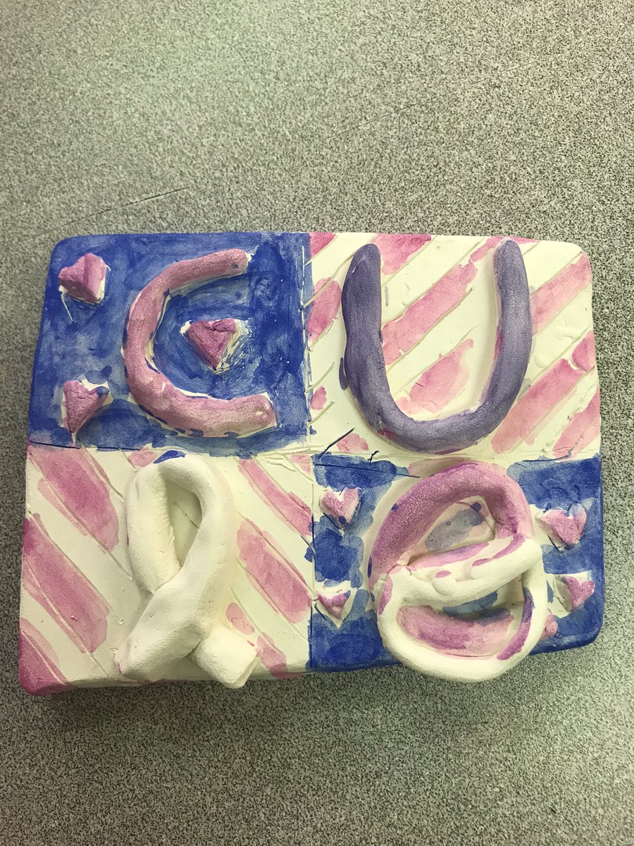 MissWhitsonArt's tweet image. 4th grade created a four letter word out of clay to make the world a better place, inspired from artist Robert Indiana. @WalledLkSchools @DublinWL #wleced