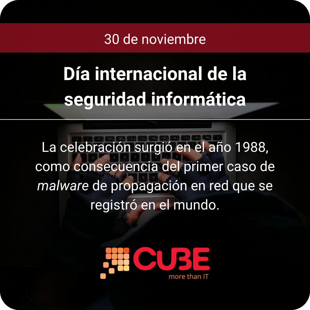 CubeMorethanIT's tweet photo. 🛡️Hoy es el día internacional de la seguridad informática. 

La Association for Computing Machinery (ACM) decretó que cada 30 de noviembre recordemos la importancia de proteger nuestros datos en el entorno digital. 💻

#CUBEMoreThanIT #Diadelaseguridadinformatica #CUBEGlobal https://t.co/h0hrXc3MPV
