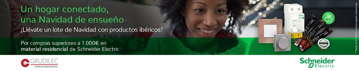 ¿Te has enterado ya? #GRUDILEC y <a href="/SchneiderES/">SchneiderElectric ES</a> hemos lanzado una campaña Navideña para ti. Ahora, tus compras en el paquete residencial de la marca #Schneider ¡tienen premio! ¡Es tu oportunidad para hacerte con un lote de productos ibéricos!