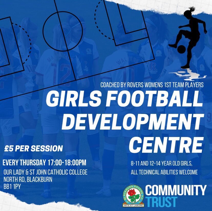 BRFCTrust's tweet photo. ⚽️ Limited spaces now remain for the opening sessions of our Girls Football Development Centre! 

🥅 Come and show off your skills to members of the @RoversLadies team, who will be leading the sessions! 

Book online ➡️ https://t.co/u07Wk77WNg 

#WeAreTogether 🔵⚪️ https://t.co/cIxCY53MwO