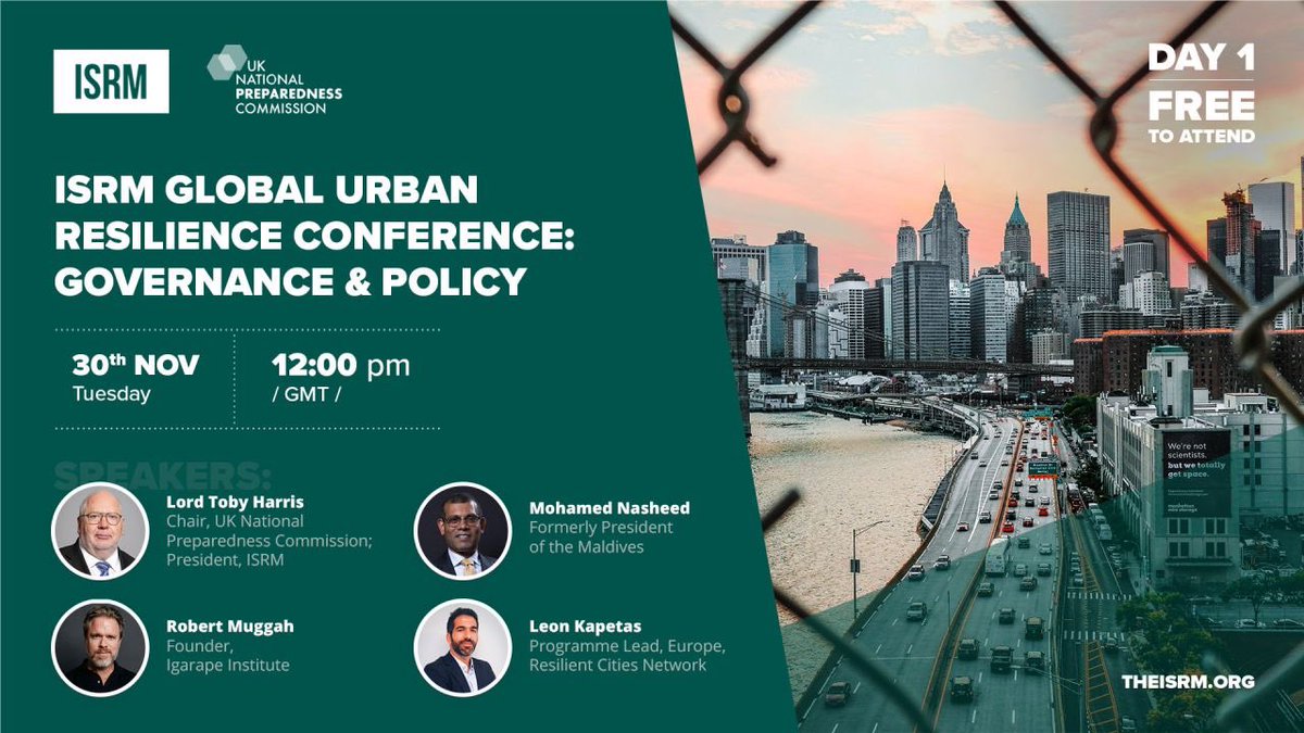 resiloc's tweet photo. Building momentum for our #project2policy initatives we are joining the @theISRM for the Global #urban #resilience conference today, as #ItsAllAboutPolicy & #governance when systematically supporting #CommunityResilience. #H2020 #PolicyDialogue #ResilienceForAll https://t.co/BU12bTge21