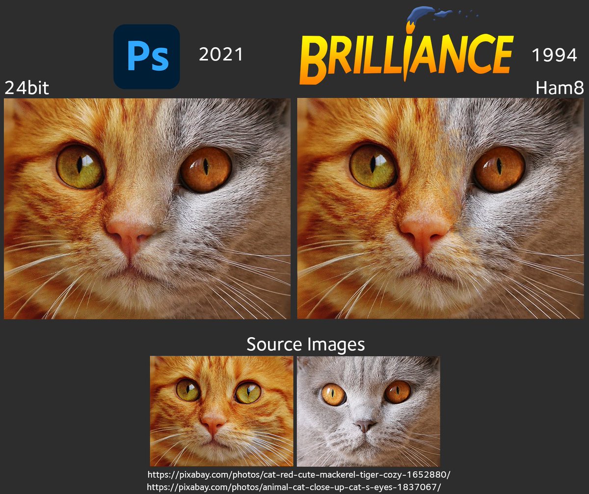 invent71's tweet photo. For software 27 years old, #BrillianceII is still pretty awesome #amiga #photoshop  comparison. A simple experiment blending two images using the #RubThru technique #Retweet #RetweeetPlease #Amigaforever Whoever gets the most retweets might just get a prize;) https://t.co/I9LBMkmM7d