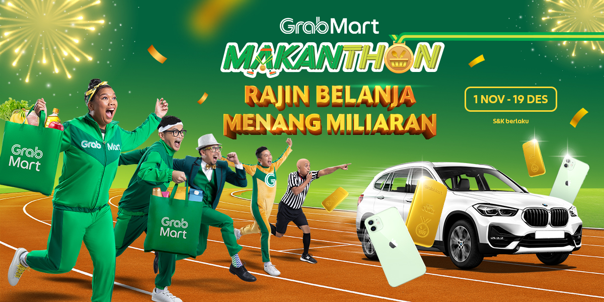 GrabID's tweet photo. Nah, mumpung #Makanthon masih jalan, puas-puasin deh belanja di GrabMart biar dapet kesempatan menangin hadiah miliaran!🎉 https://t.co/zk4IPoOH5S https://t.co/dAsF2Sic17