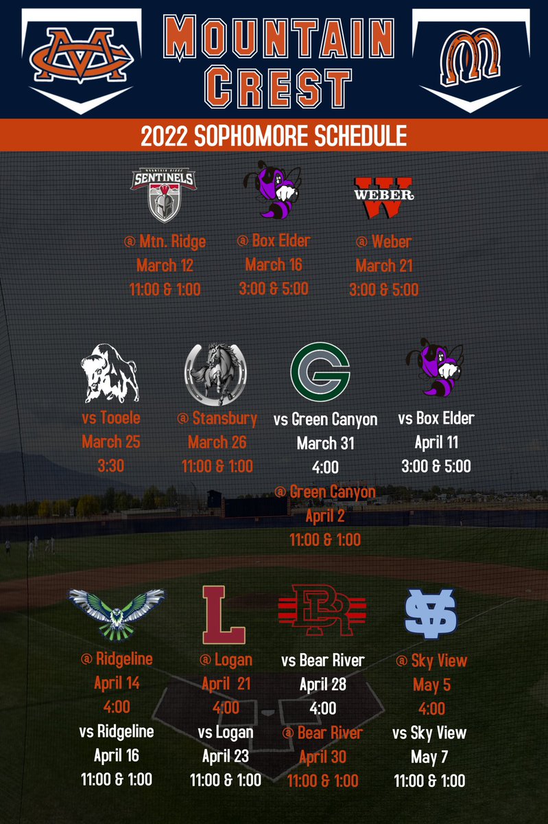 gomcbaseball's tweet photo. 2022 schedules for all three teams! Start making plans to cheer on your Mustangs!!

We are officially 💯 days away from Opening Day!!! #MustangsCompete https://t.co/ClGOvHaxbG