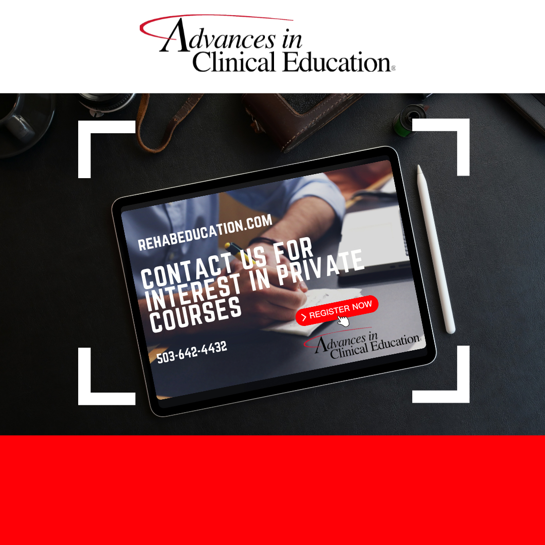 All Advances in Clinical Education courses are appropriate for all health care providers involved in the management of orthopedic pathology across the lifespan. Advances in Clinical Education is approved as a provider of continuing education by numerous national agencies and  ...