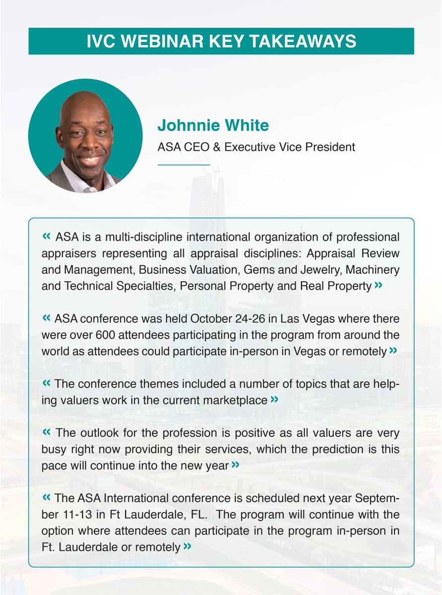 Key takeaways by <a href="/johnniewhiteceo/">Johnnie White, CEO</a> from the recent IVC webinar (2/3):

#IVC #Valuation #Webinar