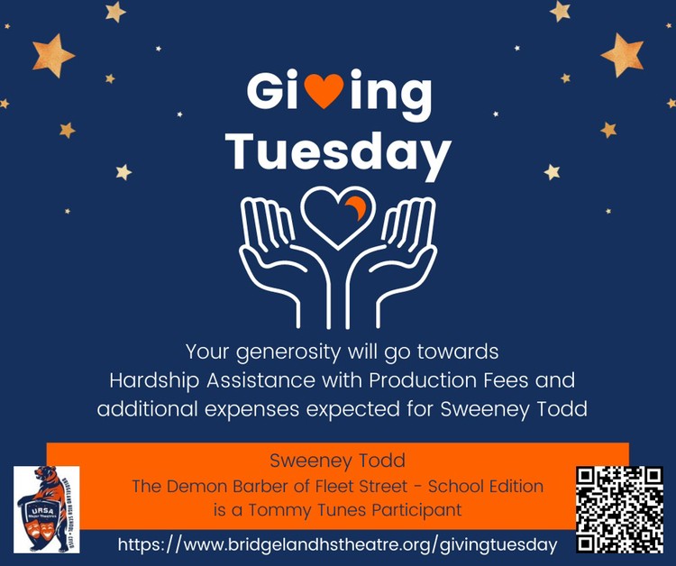 ursaboosters's tweet photo. Goooooood Morning! Today is Giving Tuesday and we'd love if you would support the upcoming Sweeney Todd productions with your donation!
#GivingTuesday https://t.co/4tYXXw7Dek