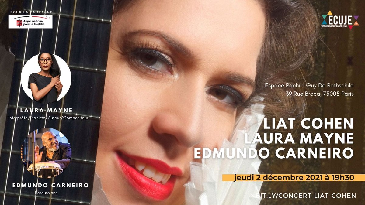 #LiatCohen RDV ce jeudi 2 décembre à 19h30, concert inédit mêlera voix, guitare et percussions pour une expérience musicale et solidaire unique ! ecuje.fr/concert-liat-c…