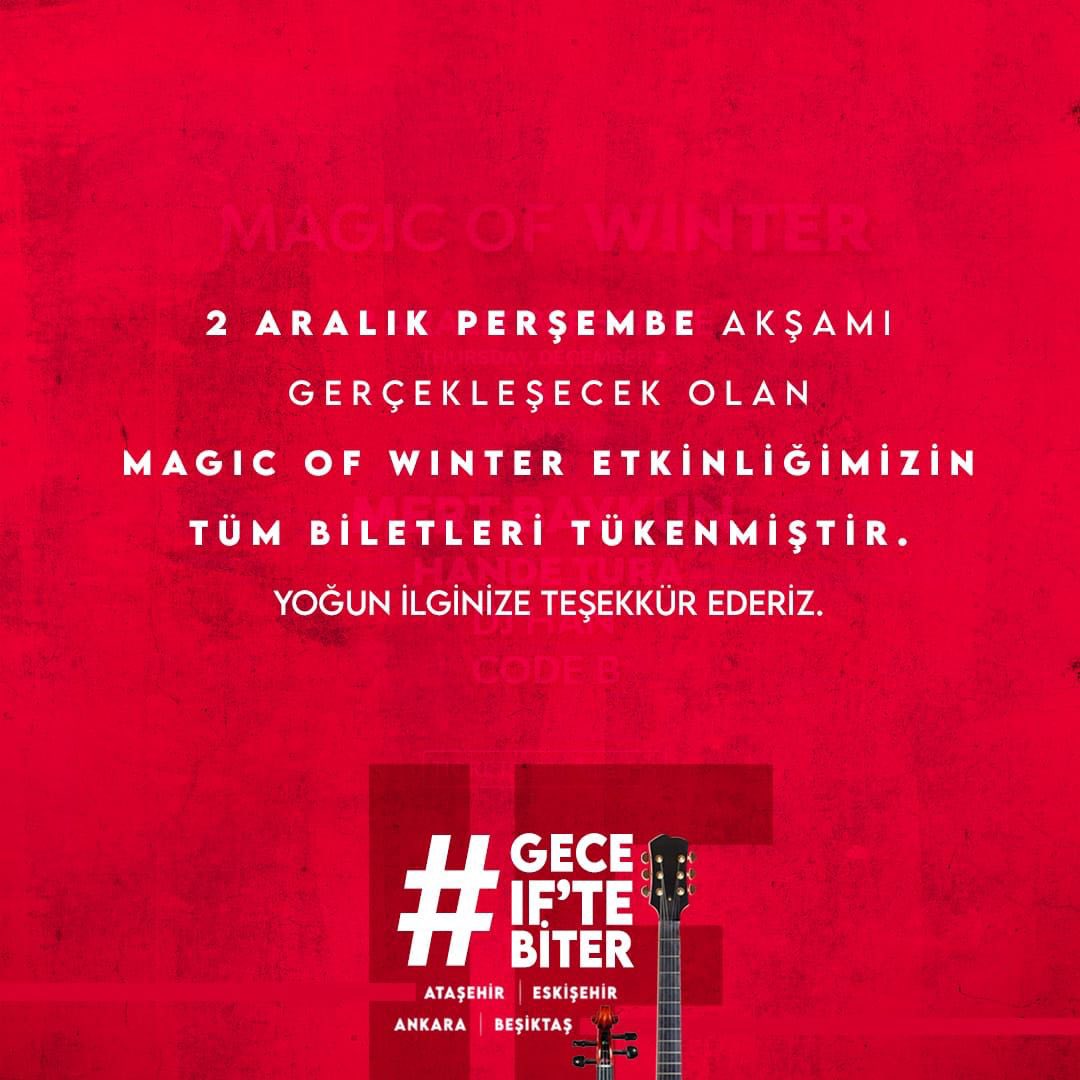 benightistanbul's tweet photo. Magic of winter etkinliğimiz SOLD OUT olmuştur. Katılım yapan herkese çok teşekkür eder iyi eğlenceler dileriz! https://t.co/1NhWDQbryR