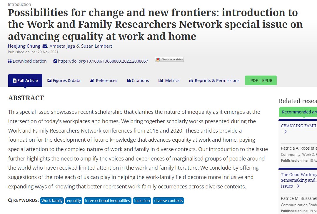 Prof. Heejung Chung (@heejungchung) on Twitter photo The Introduction to the <a href="/WFRN/">WFRN</a> Special issue for <a href="/CWF_Journal/">Community, Work & Family Journal</a> which highlights the contributions of the excellent papers in the issue& the need to amplify the voices and experiences of marginalised groups of people around the world. #openaccess #Workfamily tandfonline.com/doi/full/10.10… The Introduction to the <a href="/WFRN/">WFRN</a> Special issue for <a href="/CWF_Journal/">Community, Work & Family Journal</a> which highlights the contributions of the excellent papers in the issue& the need to amplify the voices and experiences of marginalised groups of people around the world. #openaccess #Workfamily tandfonline.com/doi/full/10.10…