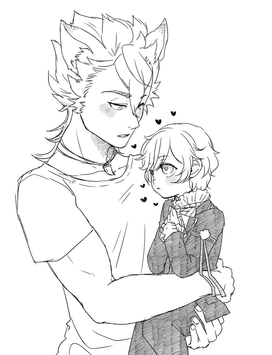 #twst_BL ジャクエペ
※※年齢操作注意※※
再掲

ショタになった🍎とお世話する🐺くん
ショタになっても🐺くんしゅきしゅきオーラ全開だと良い 
