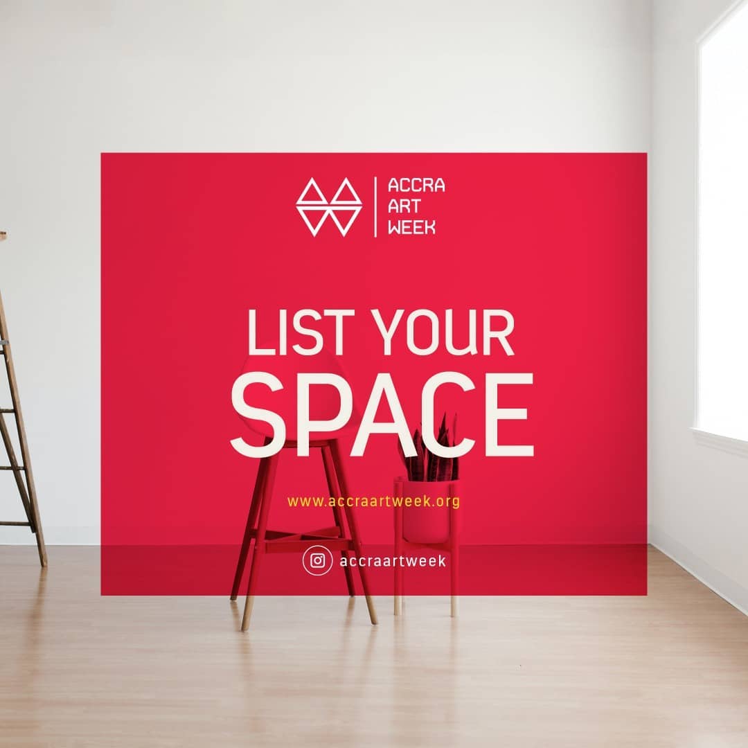 AccraArtWeek's tweet photo. List your creative space in
the Accra Art Week  guide to Accra’s creative
spaces.

#accraartweek  #artweek #futureheritage #listyourspace
#decemberinghana  #decemberinaccra  #artaccra https://t.co/pK6kLSDzfC