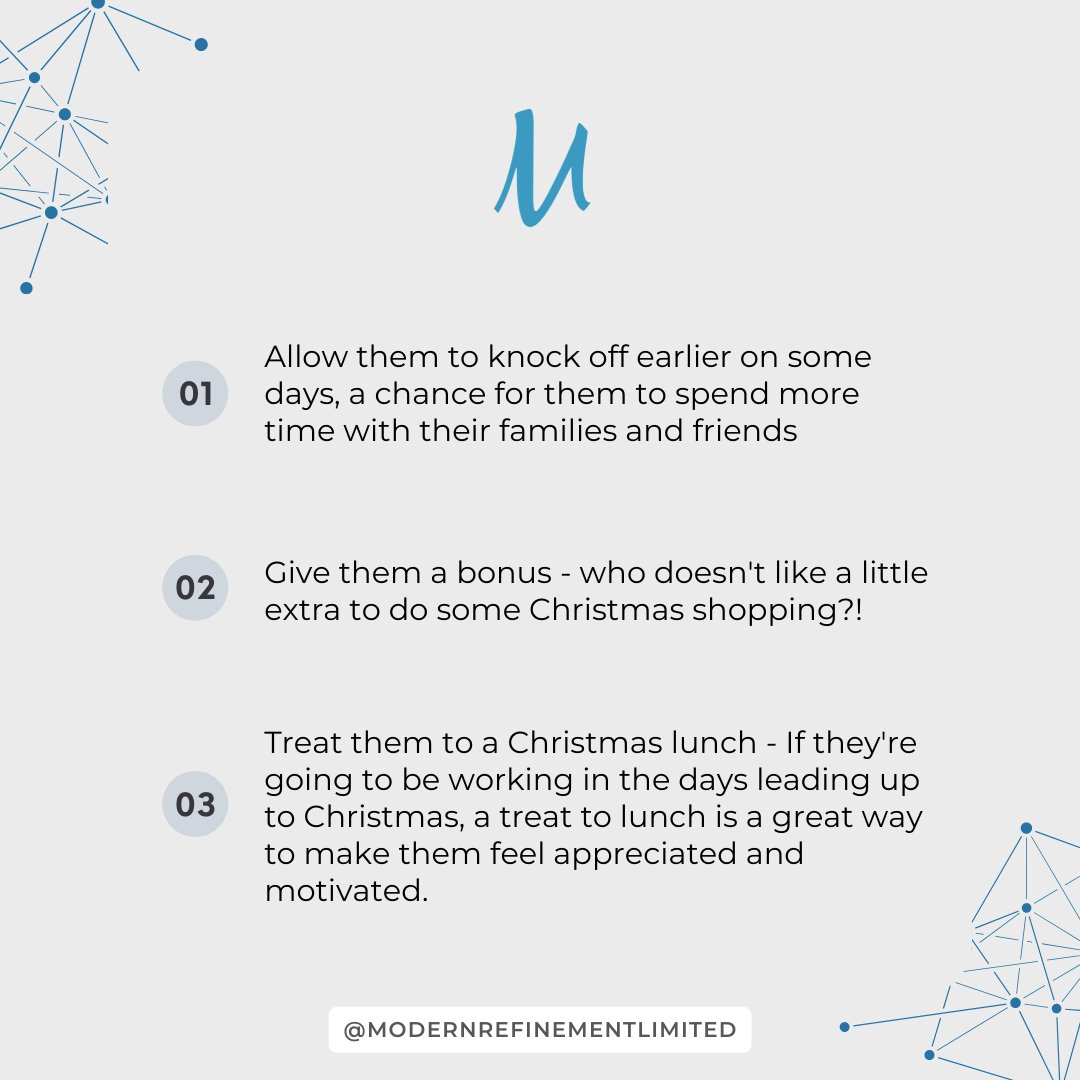 Modernrefine's tweet photo. Not everyone is in the mood to work over the festive season as the year has been long but, deadlines still have to be met! Here are a few tips to keep your team motivated this festive season https://t.co/Qk7N5lCbft