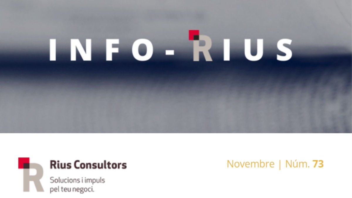 RiusConsultors's tweet photo. 📣 ATENCIÓ!! Ja està aquí l'INFOR-RIUS de novembre!
❓ No l'has rebut? Hi pots accedir directament des de 👉🏻https://t.co/IWpJiySxku
➡️ Amb notícies, articles i moltes més novetats!!!
#tplusvalua #plusvalia #SOC #lamaratodetv3 #conselladministracio #contractacio https://t.co/tfXd5dGRjn
