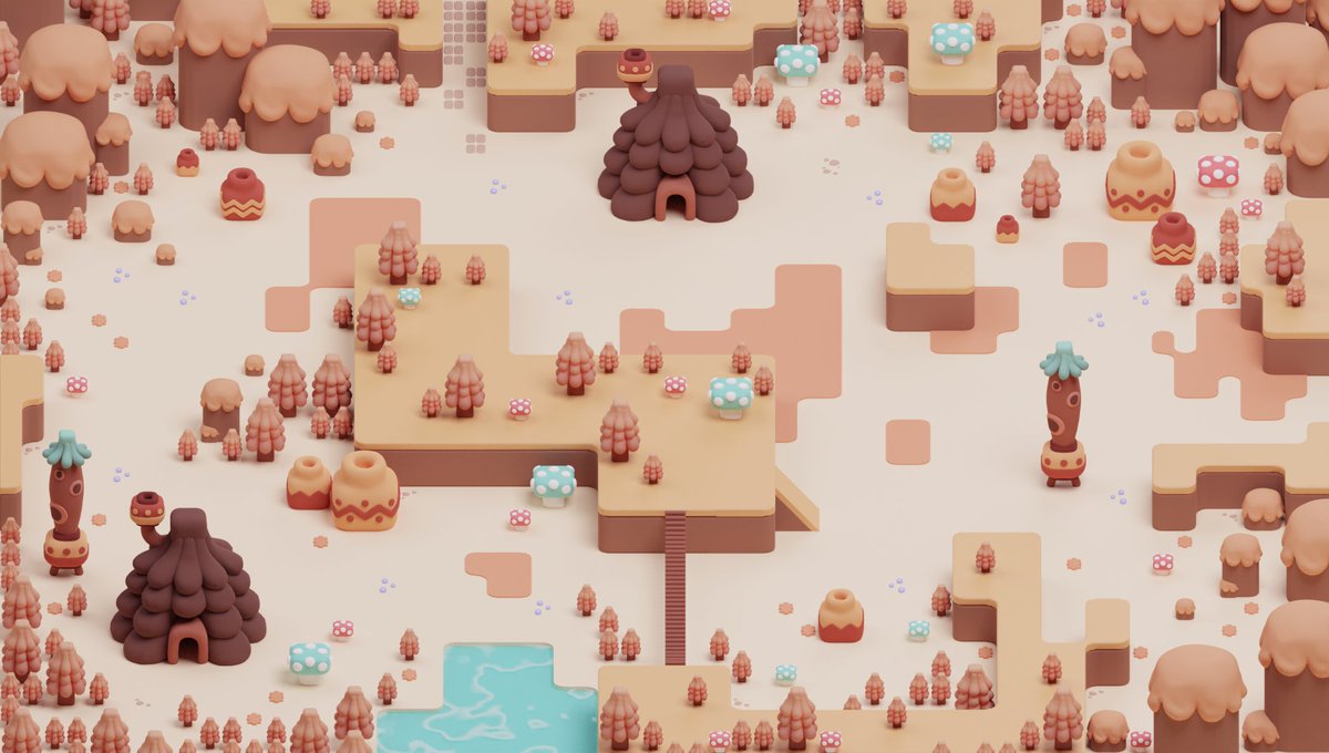 New area for the autumn biome! enjoying making little clay pots and funny plants. Want the NPCs in each environment to feel like they have a different culture to other biomes