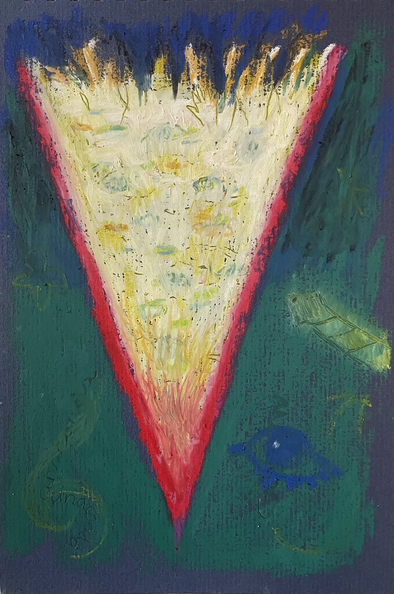 griseldamussett's tweet photo. Making art in bed, experimenting w rich oilpastels on Ingres paper, abstract, feelings & light. This demanded amendment. #chemoart #bedart #anacondariver https://t.co/myRp9Ddp14