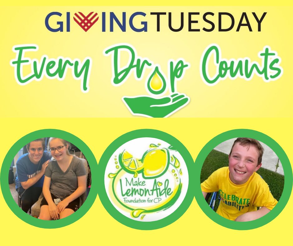 It’s Giving Tuesday! Please give to us to help individuals with CP achieve goals to sit, stand, and walk. Things most people take for granted. Makelemonaide.org  please RT