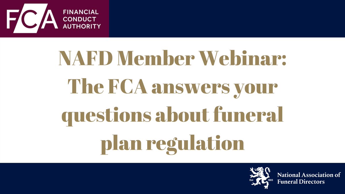 NAFD UK (@nafd_uk) on Twitter photo Terence Denness from <a href="/TheFCA/">Financial Conduct Authority</a> is joining NAFD on Thur 9 Dec at 5pm for a live Q&A to discuss how the new regulations will affect businesses & funeral plan models. Opportunity to ask questions live during the event. NAFD members - email info@nafd.org.uk to receive your invite 🙌 Terence Denness from <a href="/TheFCA/">Financial Conduct Authority</a> is joining NAFD on Thur 9 Dec at 5pm for a live Q&A to discuss how the new regulations will affect businesses & funeral plan models. Opportunity to ask questions live during the event. NAFD members - email info@nafd.org.uk to receive your invite 🙌