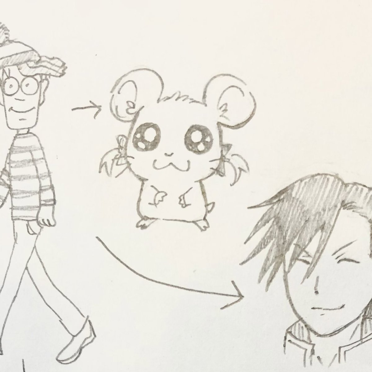 絵を描く事に集中しすぎたせいで しりとりの基本的なルールを忘れて、うっかり『ん』で終わらせてしまってるんですが 無かったことにして強引に続けています 