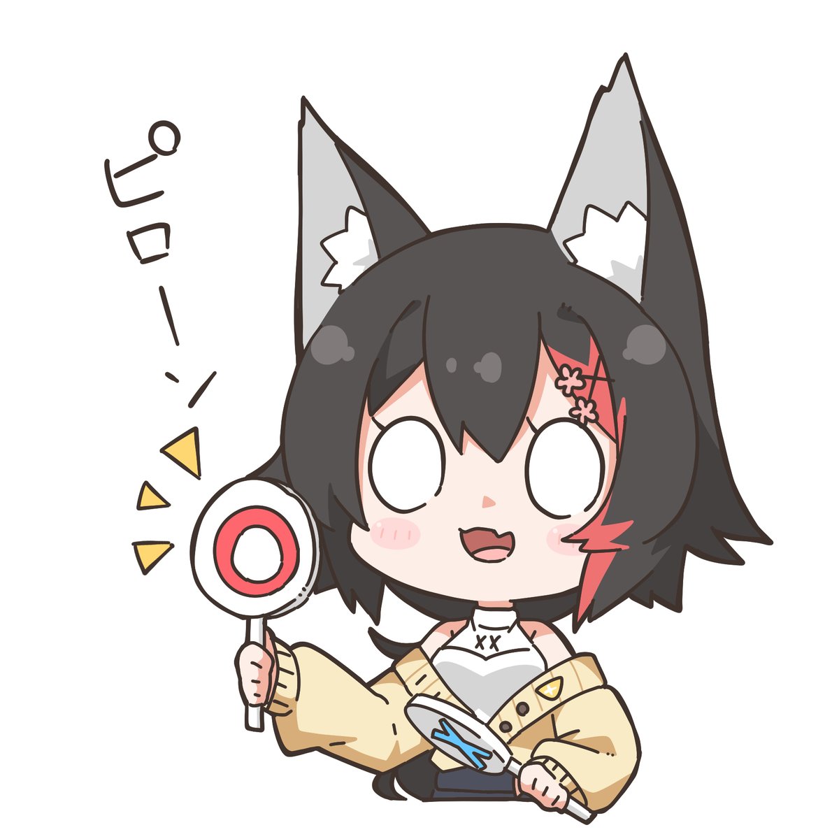 ookami mio 1girl animal ears black hair solo streaked hair wolf ears red hair  illustration images