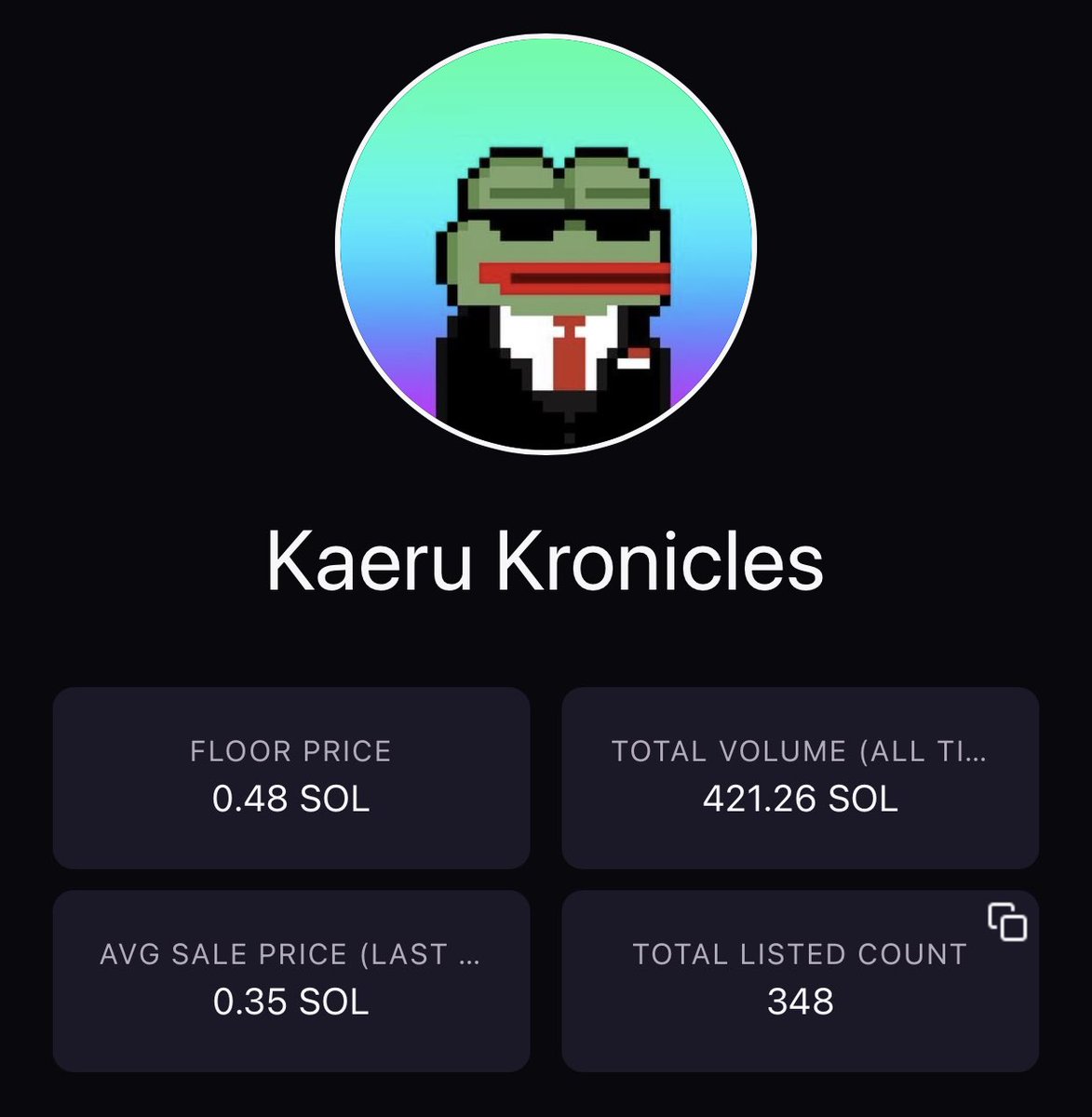JagoeCapital's tweet photo. The @Kaeru_Kronicles floor is now 0.48 $SOL πΈ
Up from 0.08 $SOL yesterday at this time π
This was a free mint for #SockPass holders (@SocksOnSolana) 𧦠https://t.co/zut31eYOZo