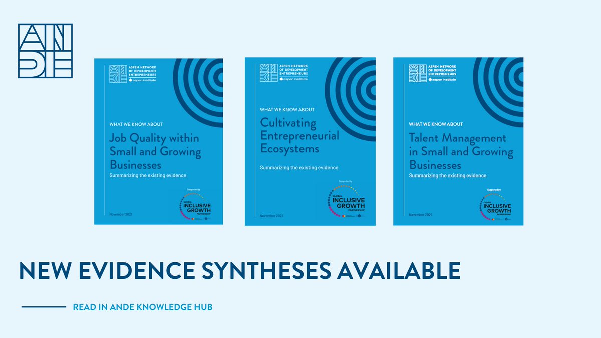 What do you know about cultivating ecosystems, talent management, and job quality? We’ve just released a new series of reports that synthesize the current research on key topics in the #SGB sector: andeglobal.org/knowledge-hub/ 

Join the discussion series: rb.gy/52ftbz