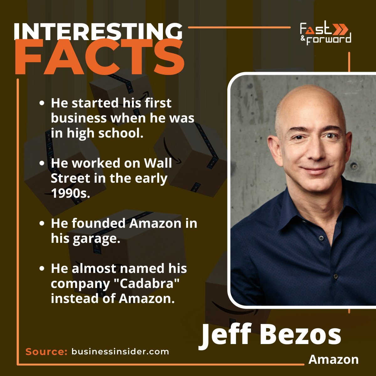 Fast_n_Forward's tweet photo. ⭐ You've probably heard of Jeff Bezos, founder of @amazon, one of the richest men in the world. But can you imagine a world where Amazon is called Cadabra? Well, apparently Jeff Bezos could 👇👇 https://t.co/bcefjIx0WJ