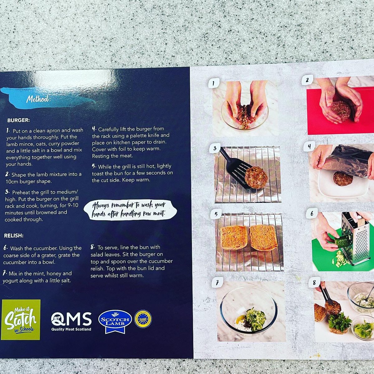 DuncanrigHomeEc's tweet image. Oaty Scotch Lamb Burger with minty cucumber relish ✅

Thank you @qmscotland @MakeItScotchSc for sending us some lovely free Lamb and these wonderful recipe cards! S1 loved it  

#LambforStAndrewsDay #ScotchLamb #makeitscotch