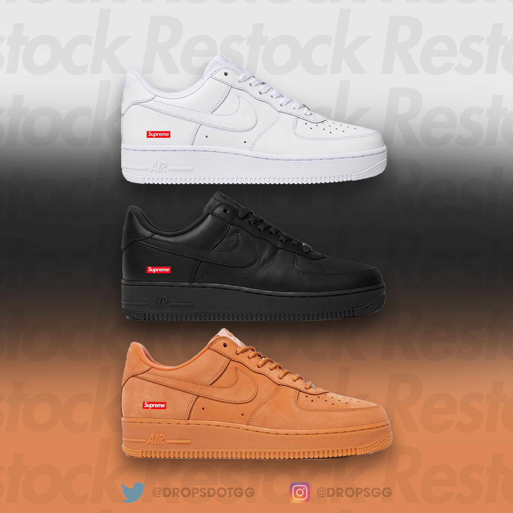 supreme nike air force 1 low restock