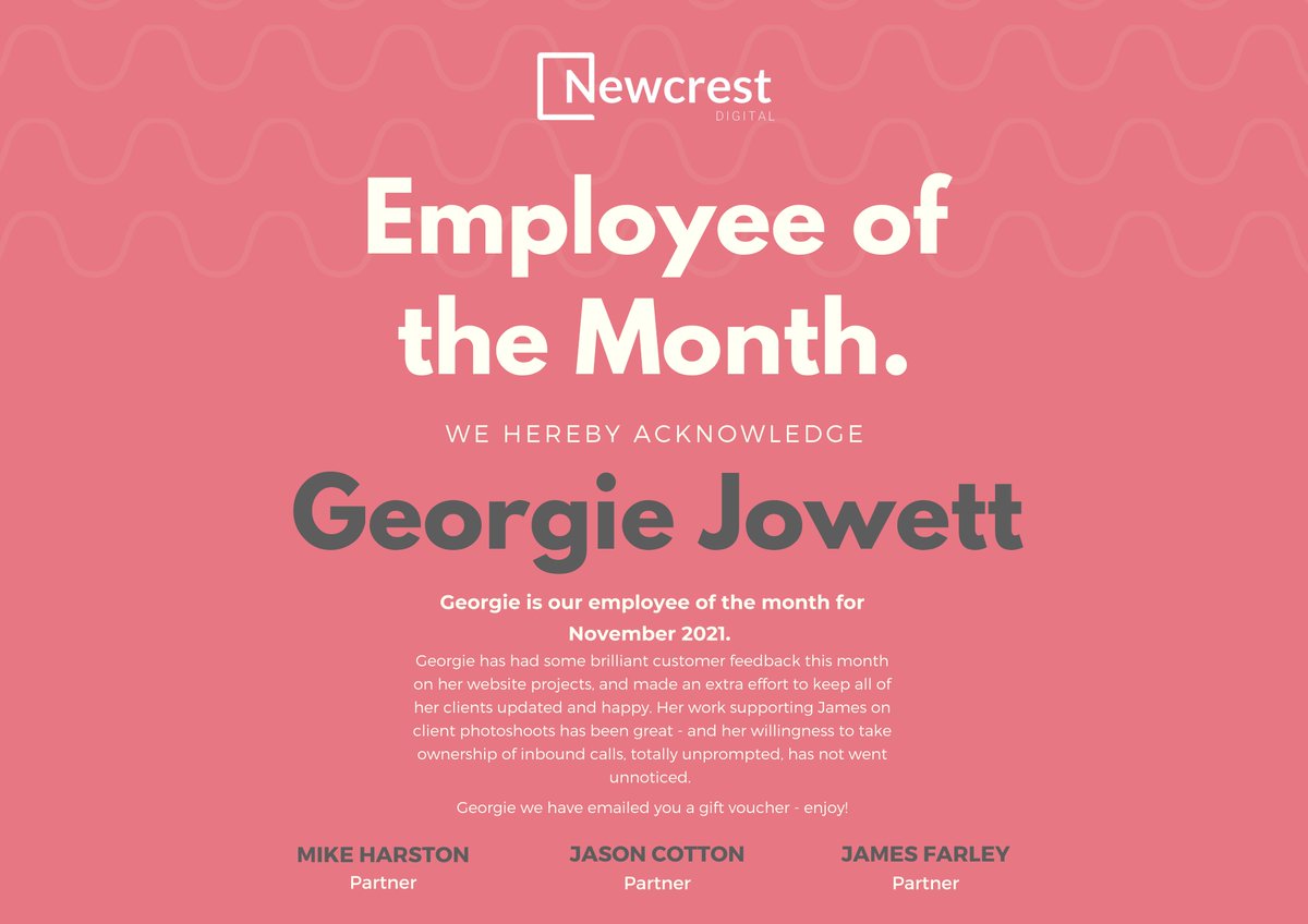 A huge congratulations to our employee of the month - Georgie. Enjoy your voucher, Georgie, and keep up the great work! 🥳🥳
#employeeofthemonth #digitalmarketing #webdesign