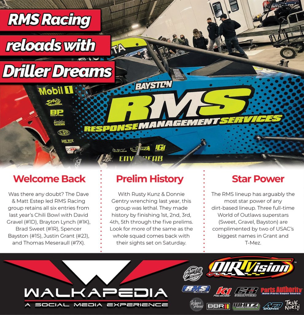 🌶 𝘾𝙃𝙄𝙇𝙄 𝘽𝙊𝙒𝙇 𝙀𝙉𝙏𝙍𝙄𝙀𝙎 🌶

Them <a href="/RMSRacing_/">RMS Racing</a> boys ain’t playing. The whole squad is back to fill out this lethal lineup!

#𝟭𝗗 <a href="/DavidGravel/">David Gravel</a>
#𝟭𝗞 @BraytonLynch
#𝟭𝗥 <a href="/BradSweet49/">.</a>
#𝟭𝗦 @SpencerBayston
#𝟮𝗝 <a href="/JustinGrant40/">Justin Grant 🇺🇸</a> 
#𝟳𝗫 @TMezDriftz
#𝟳𝗫𝗧 TBA