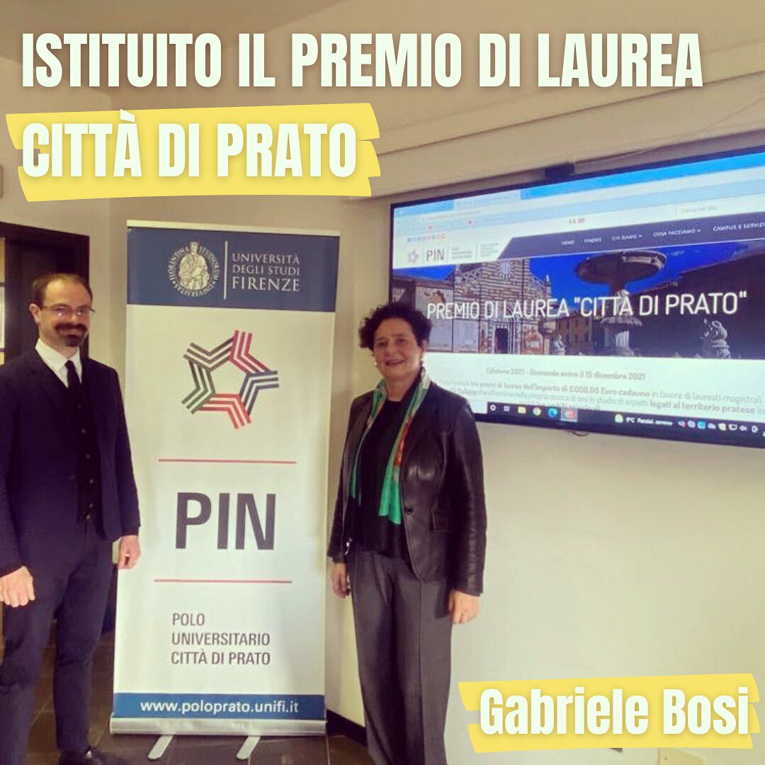 Un premio per le Tesi di #Laurea magistrale dedicate a #Prato, su #lavoro, #urbanistica e #ambiente.
Lo stabilisce l’accordo che abbiamo stipulato tra Comune e #Pin.
Un premio da 2.000€ per ciascuno dei tre temi.
👉 Approfondimenti sul sito pin.unifi.it.