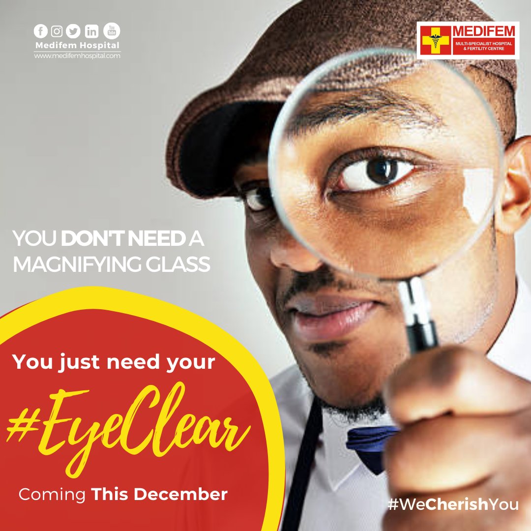 MedifemGroup's tweet photo. You don't need to stress. All you need is to get your #EyeClear
Coming this December, look out for a new experience at our Hospital.
#LetThereBeSight
#WeCherishYou https://t.co/qnr06zP7YS