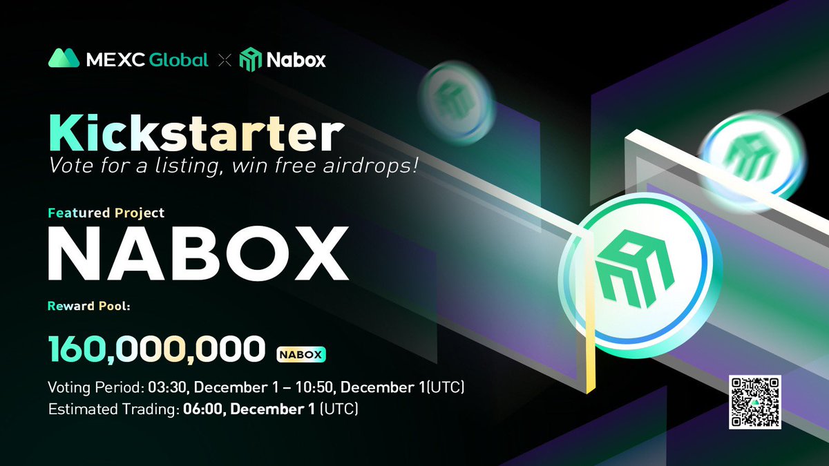 MEXC's tweet photo. Presenting the new #Kickstarter session with $NABOX @naboxwallet.

🗳️Vote with $MX to get $NABOX listed and share 160,000,000 $NABOX 
⏰Period: 03:30 - 10:50 Dec 1 (UTC)
📈Estimated trading: 06:00 Dec 1 (UTC)

Details: https://t.co/kr8mYWnTgH

#Nabox #MEXCGlobal #Cryptowallet https://t.co/B4ZcuauRaV