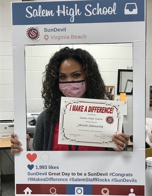 kypatton's tweet photo. Congrats to Janice Samonte on the “I Make A Difference” recognition from @SalemHSVB! Janice is hard-working, kind, caring, and easy-going. She is the perfect addition!❤️🖤
@LeeaneTurnbull @GJMoxley @vbschools #IAGDTBASD https://t.co/9HJ6Jpwmtu