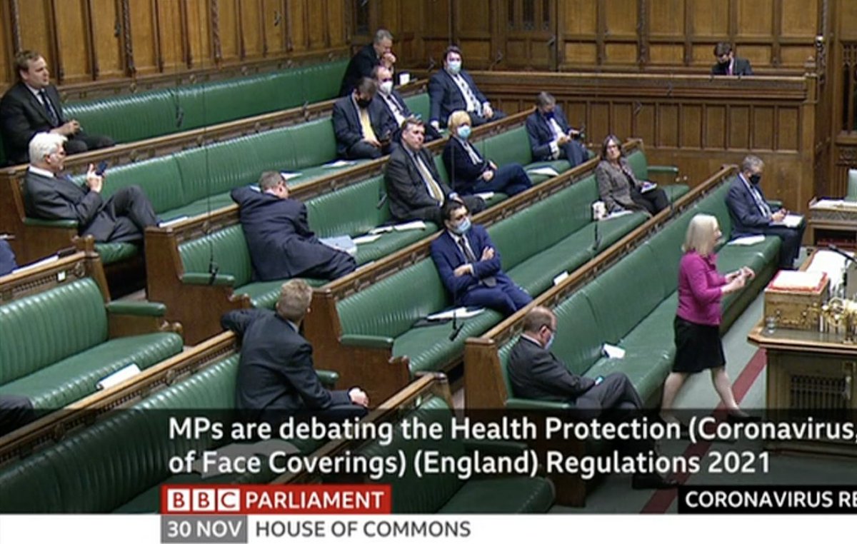 AdamBienkov's tweet image. Conservative MPs here still refusing to wear masks, during a debate on forcing the public to wear masks.