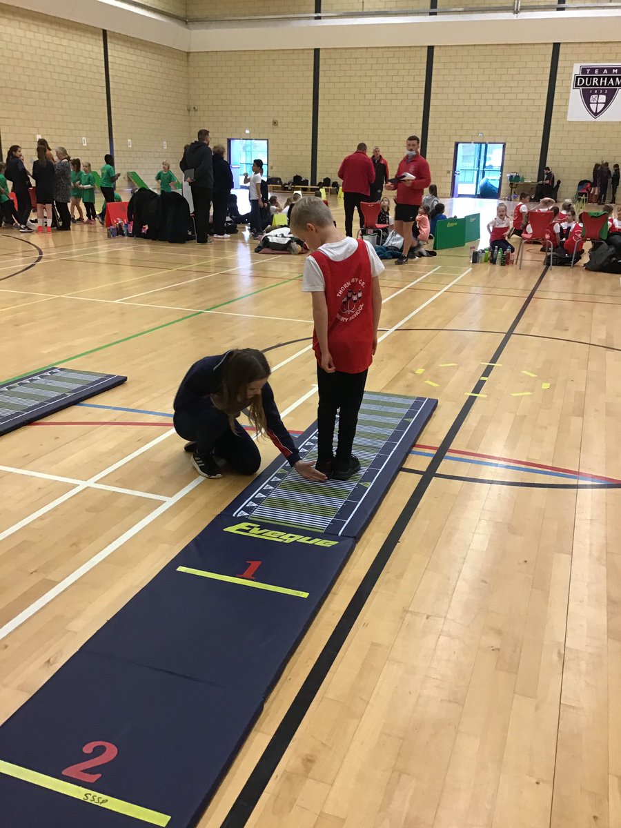 ConyersPE's tweet photo. Our Y8 Sports Leader helping out at the Stockton schools primary indoor athletics competition @NorthfieldSSP #longjump #relays #triplejump #speedbounce #run https://t.co/pKF7ziodEM