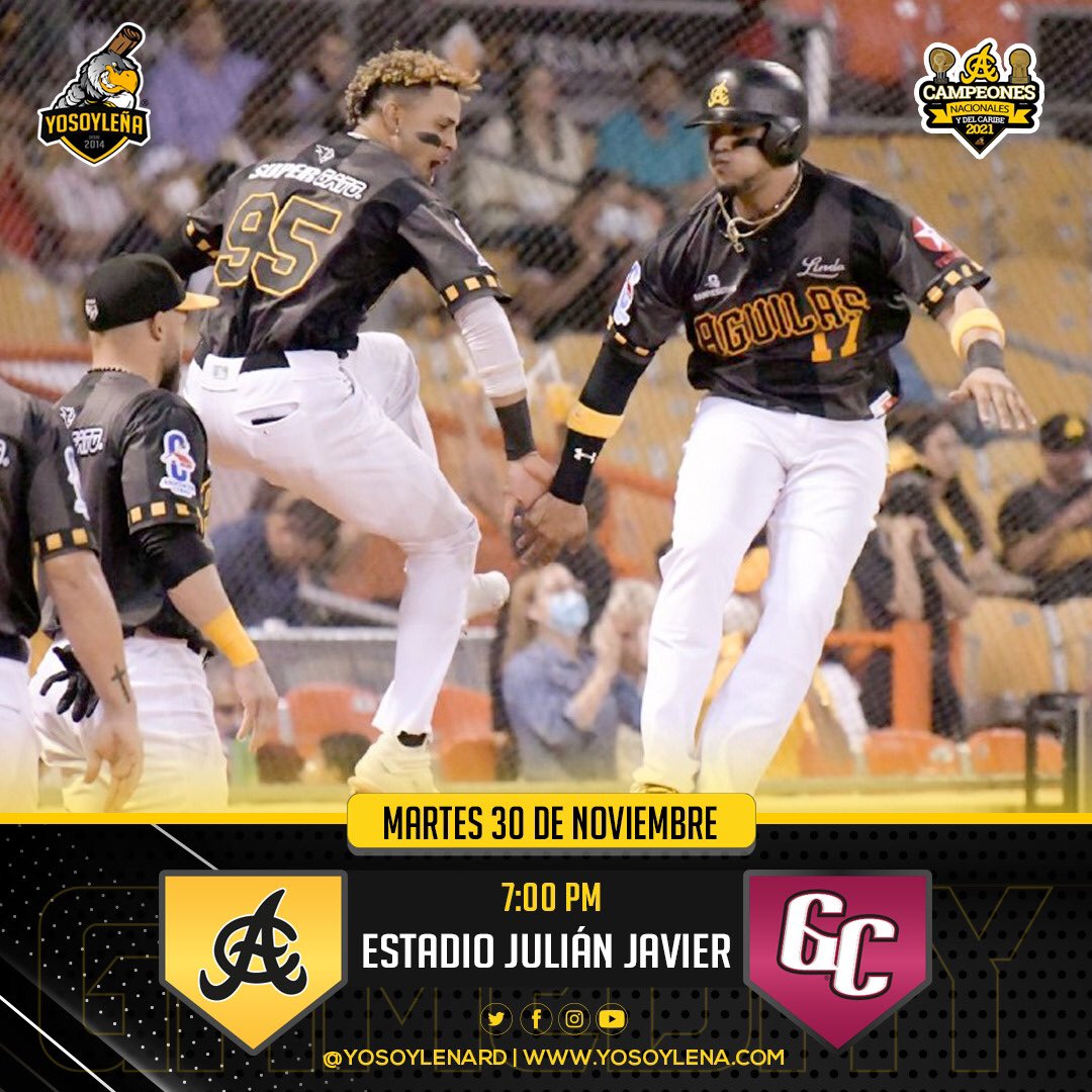 YoSoyLenaRD's tweet photo. G A M E D A Y
Los Campeones Nacionales y del Caribe, @aguilascibaenas continúan en la ruta y visitan a @Gigantes_Cibao
⌚️ 7:00 PM
🏟 Estadio Julián Javier
📺 CERTV Canal 4
📻 Dominicana 99.9 FM
💻 MLB TV
#YoSoyLeña #ACvsGC #LIDOM #EquipoGrade #WinterBall https://t.co/Y3cznrX5fU