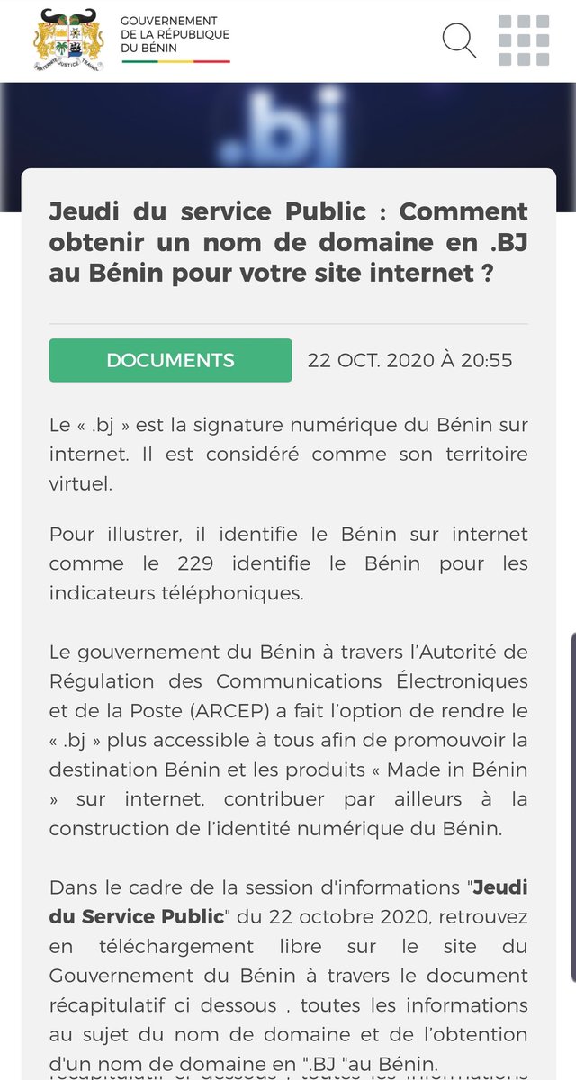 J'ai pensé que vous aimeriez savoir. En fait, l'information existe mais on ne tombe jamais vraiment dessus. 🤦🏾‍♂️

C'est un article de <a href="/gouvbenin/">Gouvernement du Bénin 🇧🇯</a> . Ceux qui seraient intéressés peuvent consulter la suite de l'article : gouv.bj/actualite/907/…