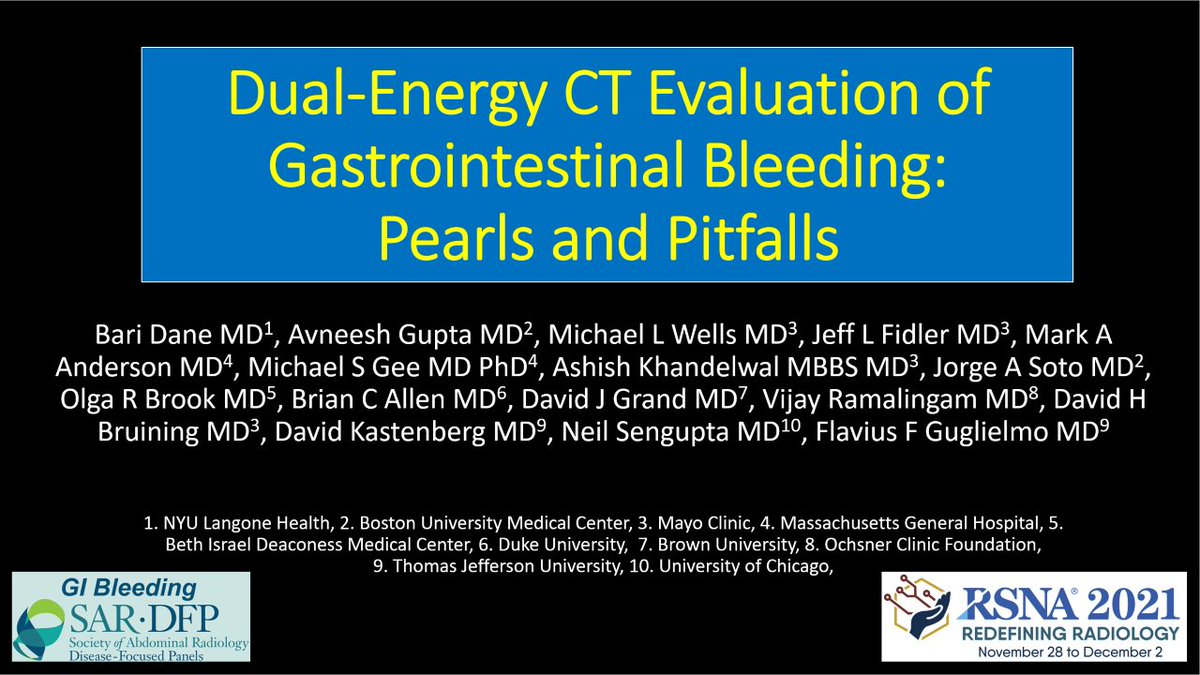 Another fantastic RSNA educational exhibit from the DFP emphasizing DECT in imaging GI bleeding