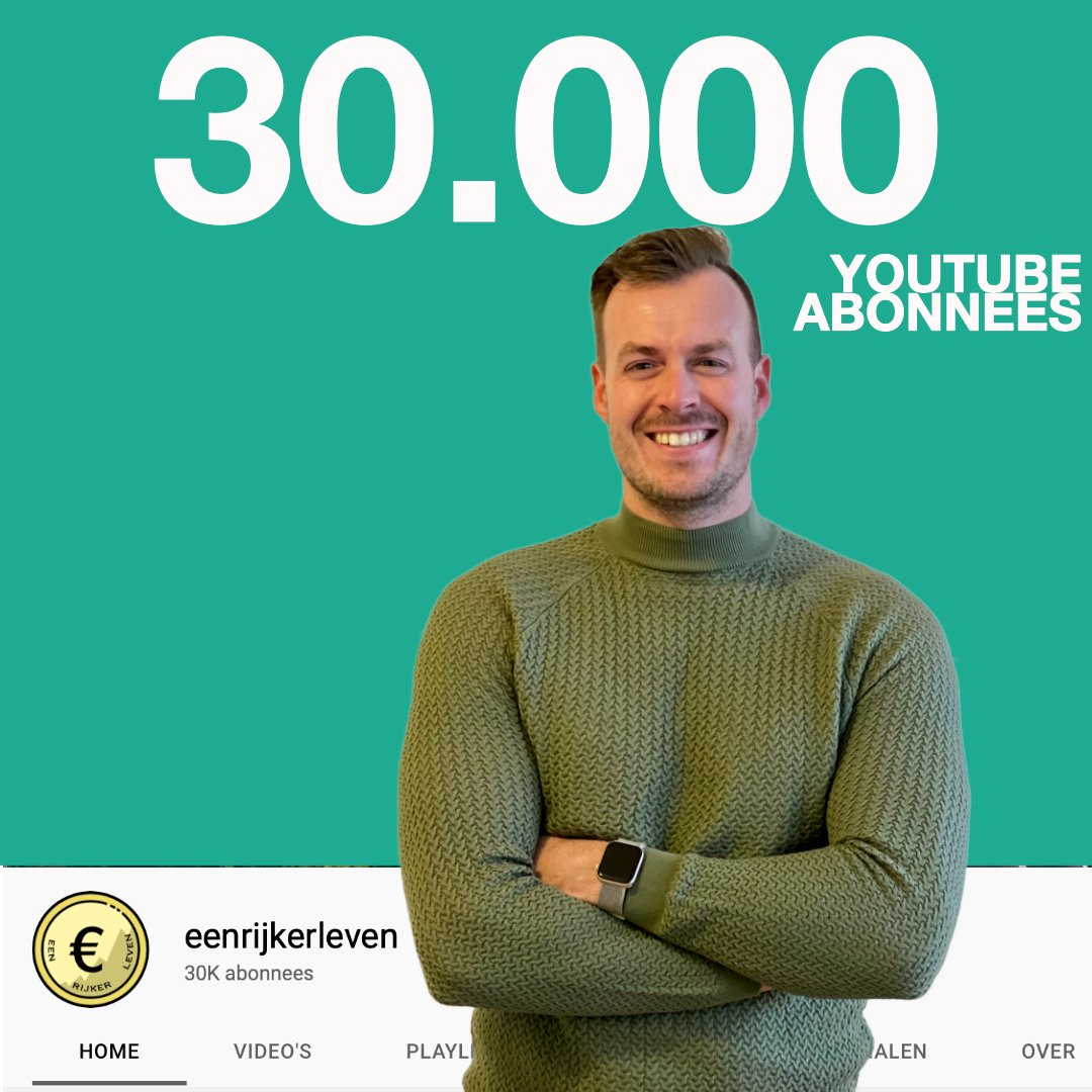 eenrijkerleven1's tweet photo. Wat een prachtige mijlpaal vandaag: 30.000 abonnees op YouTube! Via deze weg wil ik jullie allemaal bedanken voor deze geweldige groei en alsmaar groeiende en supermooie community! #eenrijkerleven #youtuber #finfluencer #beleggen #crypto #fire #finIQ #finance #geld https://t.co/hidY9EIl7w