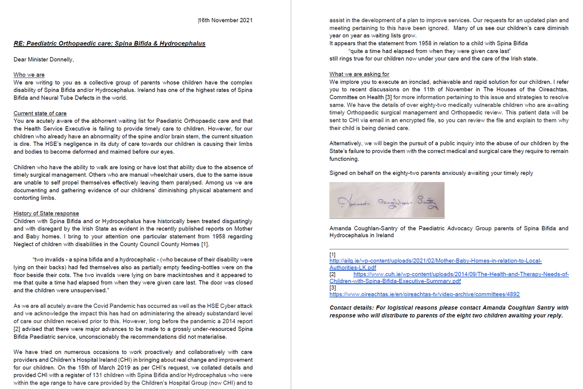 SBH_PAG's tweet photo. @FrankFeighan states on 23.11.21 in @OireachtasNews on behalf of @DonnellyStephen "... children with spina bifida, hip deformity & other orthopaedic needs. The complex needs of these children remain at the forefront of service provision." This is untrue #maimedbythestate #the82 https://t.co/DC43AjRqnd